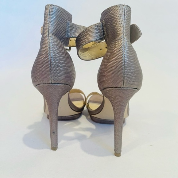 Calvin Klein Champaign Metallic Ankle Strap Leather High Heeled Stilettos - Picture 3 of 6